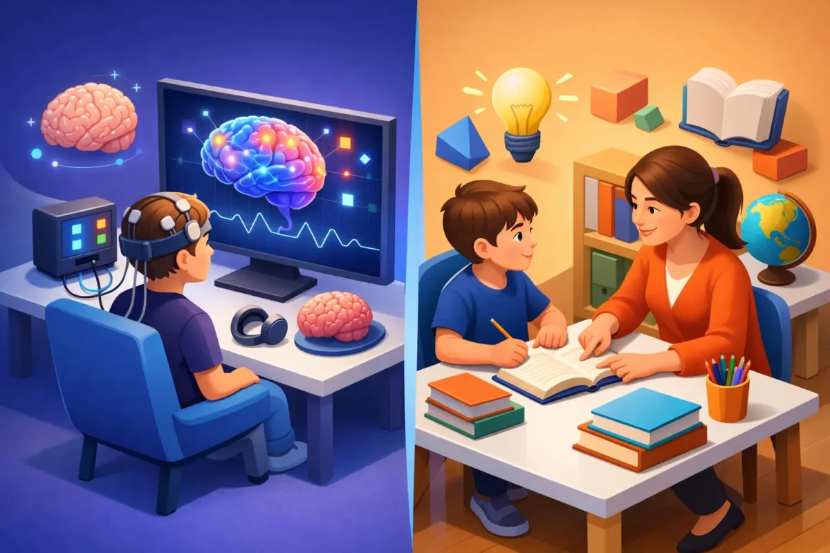 EEG cognitive training and tutoring compared