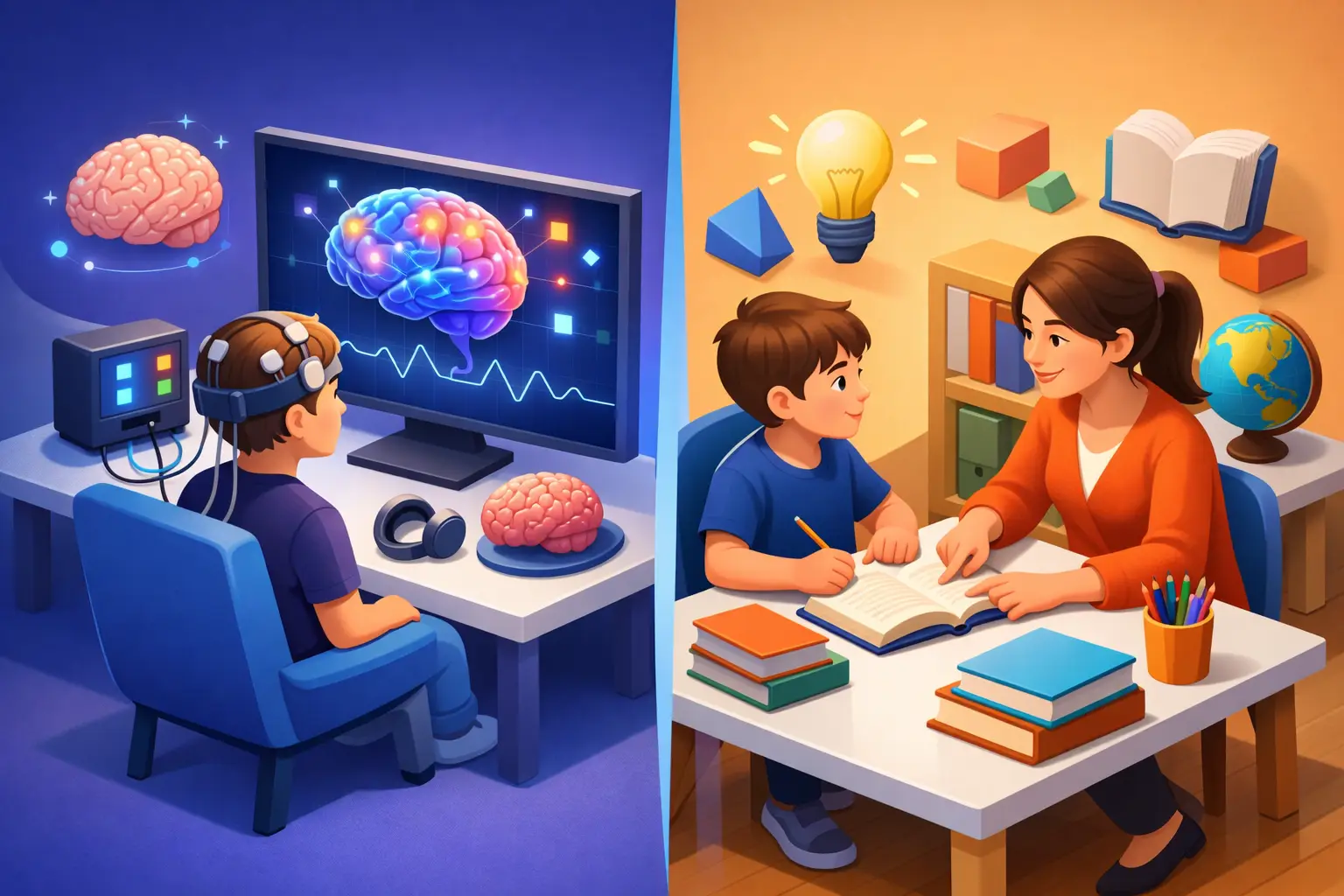 EEG cognitive training and tutoring compared